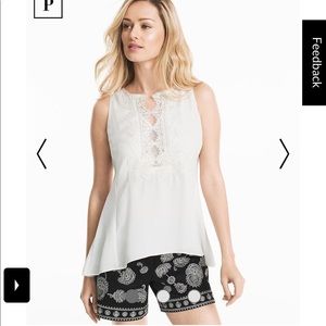 NWT WHBM Petite White Lace Embroidered Shell Top